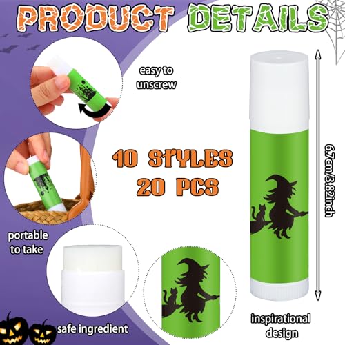 Siifert Halloween Lip Balm Gift Set 20pcs - Mummy, Witch, Ghost, Skull, Classic / 20