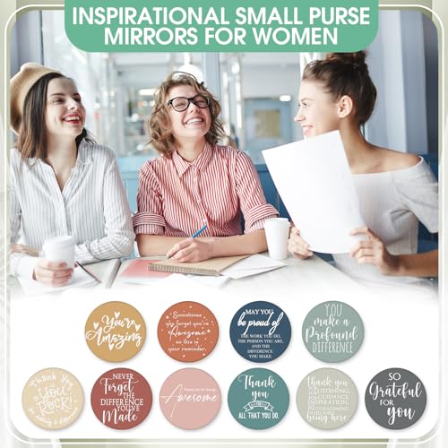Kigley 50 Pcs Inspirational Compact Mirrors for Women - Motivational Makeup Tools
