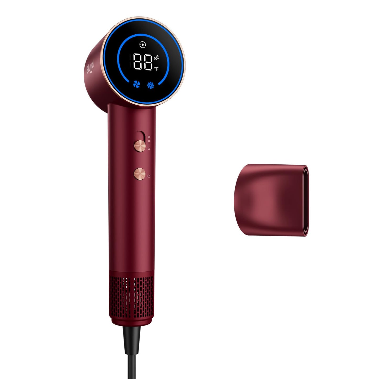 Bluvol SonicDry H10 Apex Travel Hair Dryer, 110,000 RPM Brushless Motor for Fast Drying, Ionic AquaGlow Tech, 0.74lb LightFlow & 56dB Low Noise, Professional for Travel, Home & Salon - Burgundy