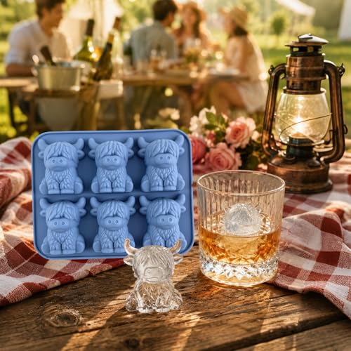 3D Highland Cow Silicone Ice Cube Mold - Fun Animal Tray for Drinks