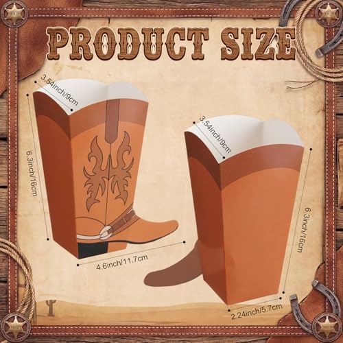 24 Cowboy Boot Popcorn Boxes for Western Party Favors