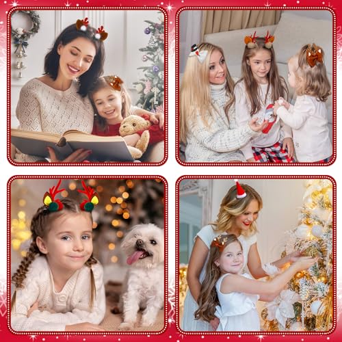 18 Pcs Christmas Hair Clips Set - Tree, Reindeer, Bow Barrettes