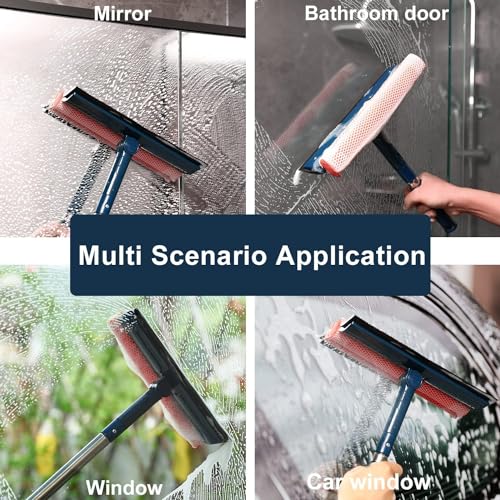 2-in-1 Window Squeegee with 56" Stainless Steel Handle