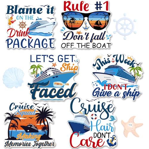 6 Pack Funny Cruise Ship Door Magnets - Sea Navigation Designs