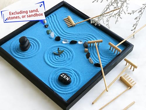 Mini Zen Garden Rake Tool Set - 6 Bamboo Rakes for Meditation