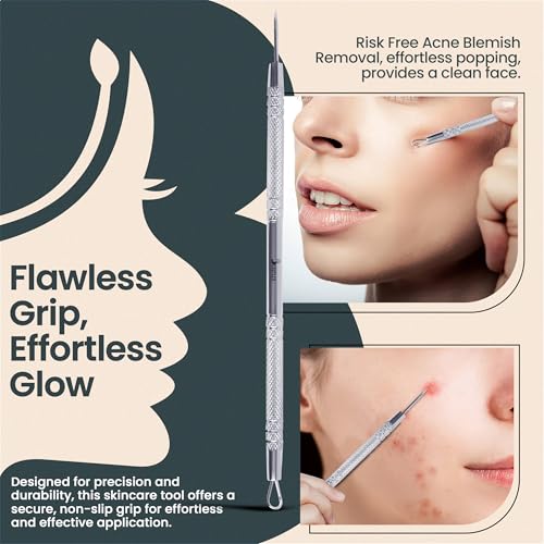 Beautlex Stainless Steel Blackhead & Pimple Extractor Tool - Professional Acne Remover