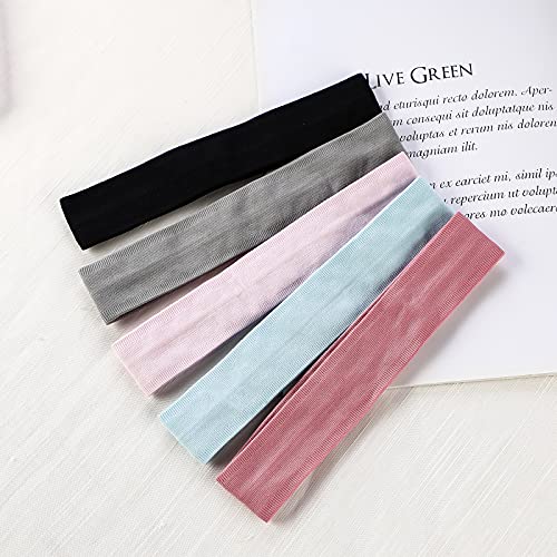 Oneye Non-Slip Workout Headbands for Women & Men - 5 Pack Sports Hair Bands