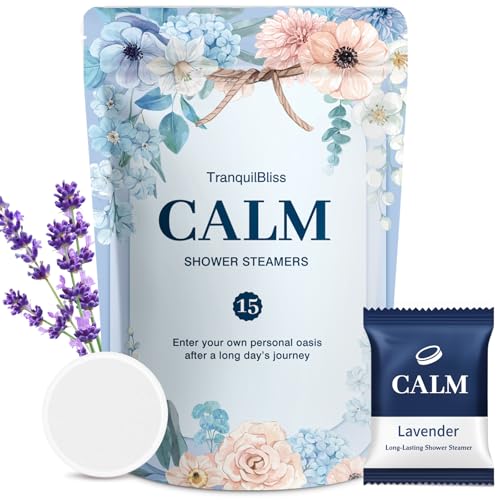 TranquilBliss Lavender Shower Steamers - 15-Pack Aromatherapy Bath Bombs