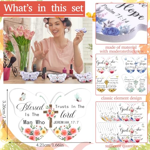 Lothee Butterfly Religious Nail File Set - 80 Pcs Mini Emery Boards with Bible Verse & Butterfly Design