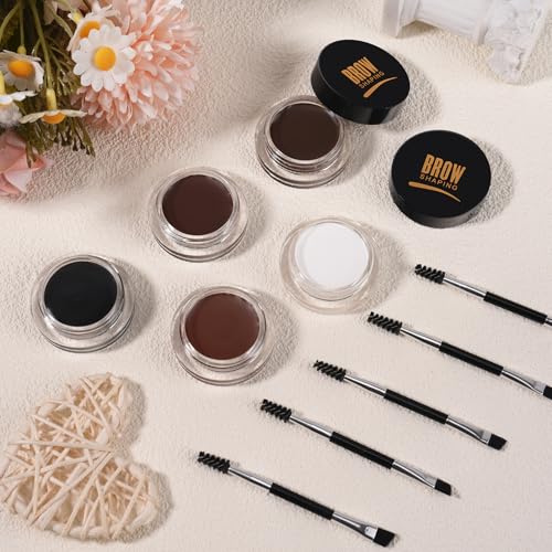 WTFACE Eyebrow Pomade Kit with Dual-Ended Brush - Waterproof & High Pigment #05 Black