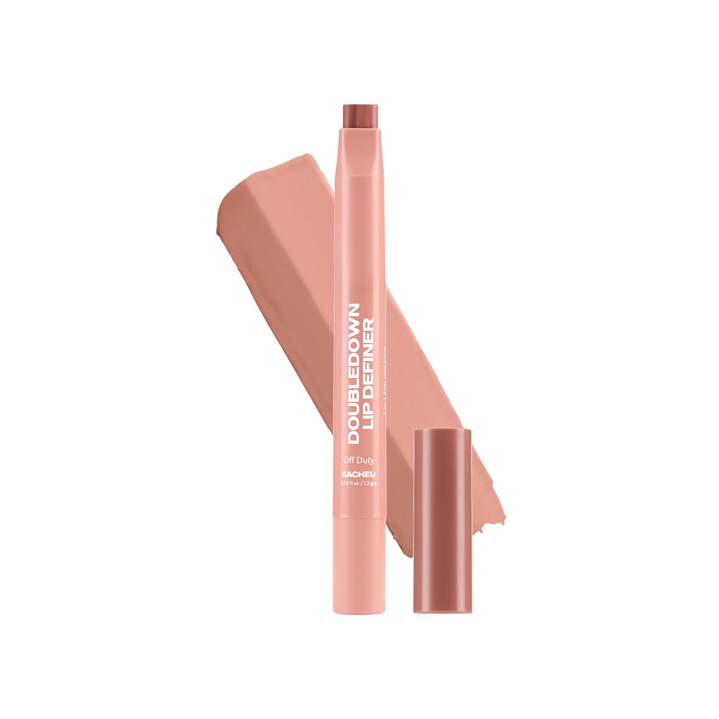 Sacheu DoubleDown Lip Definer, 2-in-1 Lip Liner & Balm — Hydrating Korean Makeup Lipstick with Pigmented, Buildable Color, Creamy Satin Finish, Avocado Oil, Rosehip Oil & Vitamin E (Off Duty)