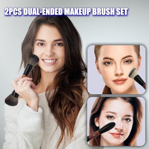 2 Pcs Double Ended Foundation Brush Set for Flawless Makeup