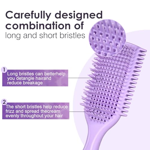 QUWHE Pink Dual-Vented Curl Defining & Detangling Hair Brush for Wet & Dry Hair
