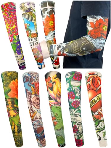 Temporary Tattoo Sleeves for Men - 8 Pcs UV Protection
