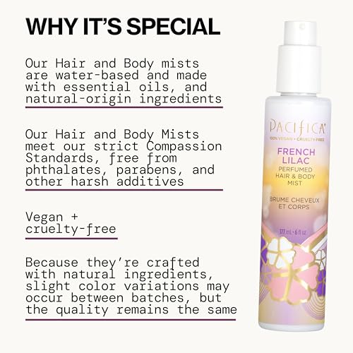 Pacifica French Lilac Hair & Body Mist – Vegan Floral Fragrance Spray