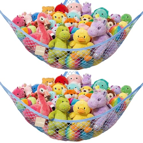 Lazebox Stuffed Animal Net Hammock - Large Capacity Toy Organizer