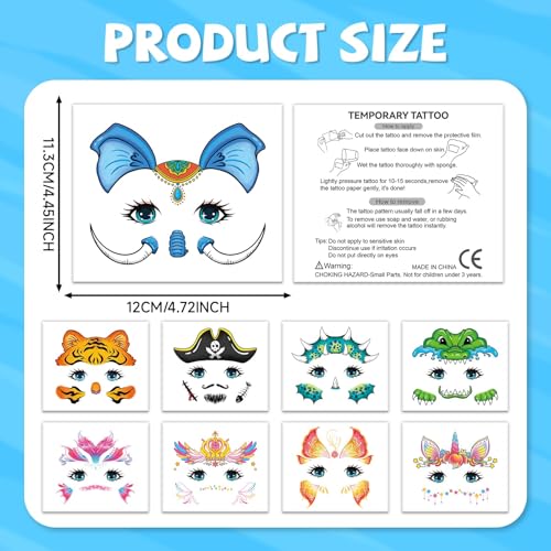 24 Small Face Tattoos for Kids - Adorable Party Supplies