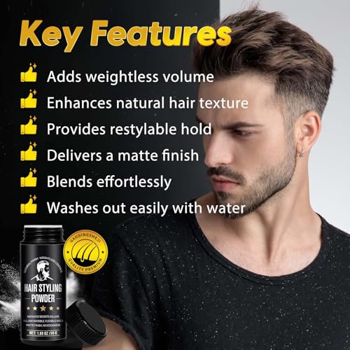 Men's Hair Styling Powder - Volumizing Matte Finish, 1.05oz
