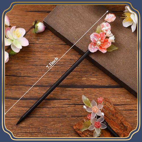 Willbond Delicate Style 2 Pcs Chinese Japanese Wooden Hair Sticks with Beads