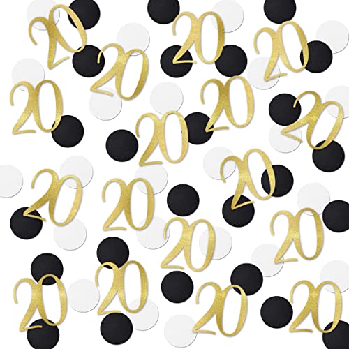 Gold Glitter 20 Confetti for 20th Birthday & Anniversary Decoration - 200pcs