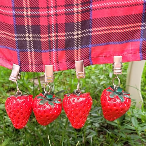 TwoFish Strawberry Tablecloth Weights Clips Set of 4 - Heat Resistant & Handcrafted