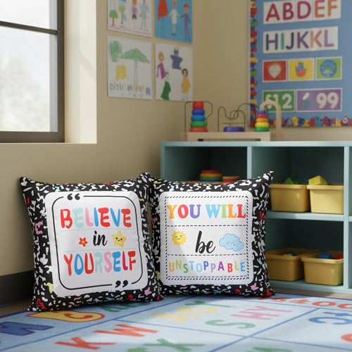 Hahafelt 2 Pcs 18x18 Inch Classroom Pillow Covers - Inspirational Designs