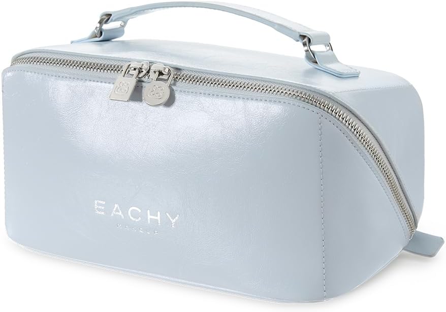 Travel Makeup Bag - Large Capacity Waterproof PU Leather Cosmetic Organizer for Skincare & Brushes | Portable Toiletry Bag