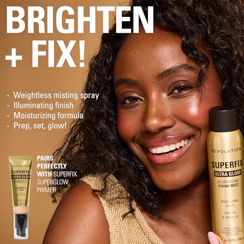 Revolution Superfix Glow Fixing Mist - Shimmer Makeup Setting Spray 5.07oz
