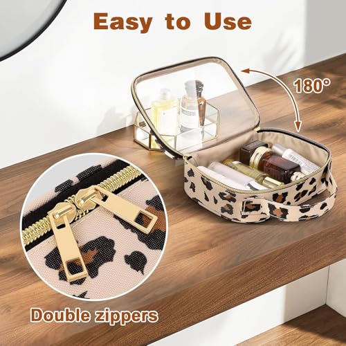 Wedama Large Clear Toiletry Bag 2 Pack - Leopard Print Travel Makeup Bags