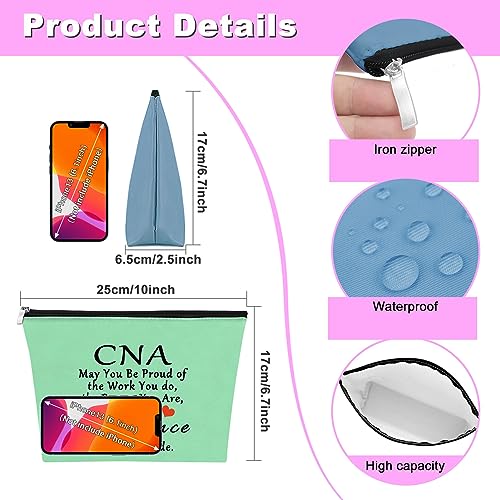 2Pcs CNA Appreciation Makeup Bags - Certified Nursing Assistant Gift, Graduation & Nurse Week Gift, Blue & Green
