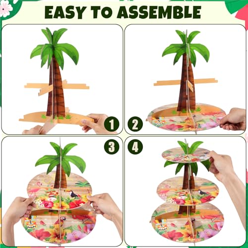 3-Tier Tropical Cupcake Stand - Hawaiian Luau Party Decor