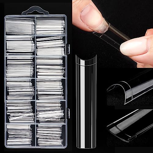 240pcs Extra Long Clear Half Cover Nail Tips for DIY Manicure