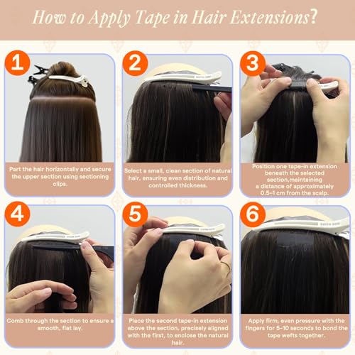 Fshine 12 Inch Tape-In Hair Extensions, Remy Human Hair Dirty Blonde Mix