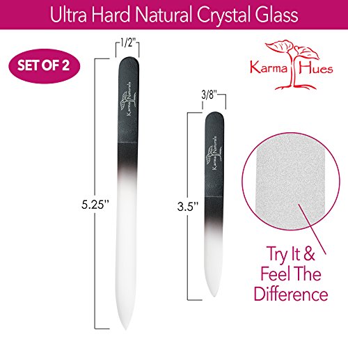 Karma Organic Double-Sided Glass Nail File Set for Women - Durable Nail Buffer for Manicure & Pedicure