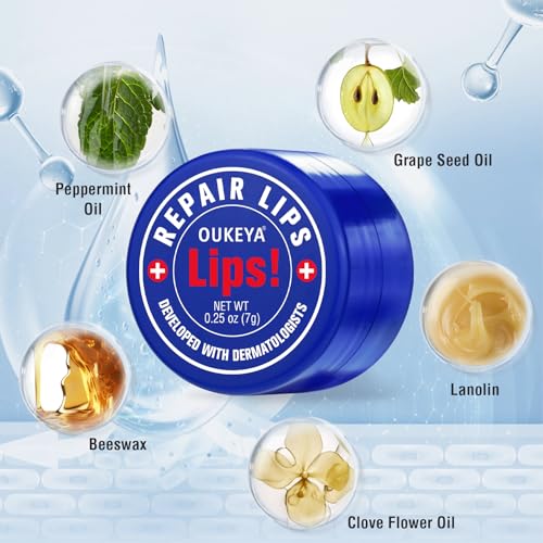 OUKEYA Medicated Lip Balm for Dry Chapped Lips, 24H Hydrating Repair