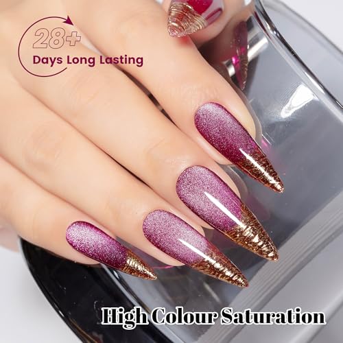YTD Likomey 8-Color Cat Eye Gel Nail Polish Set - Magnetic Glitter UV Varnish, HEMA-Free, 0.25 Fl Oz Each