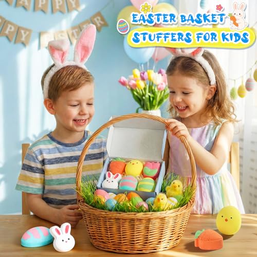 Kids Bath Bombs Easter Basket Favors - 6 Pack Bunny Carrot Bubble Bath Toys