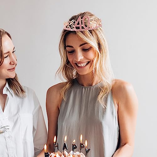 FRCOLOR 40th Birthday Tiara Rhinestone Crown Hair Comb Party Headband for Women - Elegant Queen Princess Accessory (Variation PIC 1)