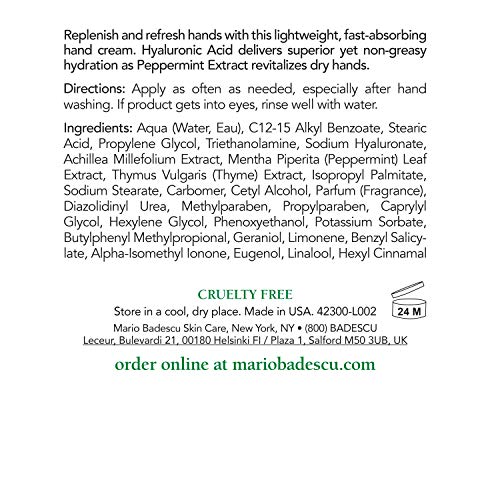 Mario Badescu Hydrating Hand Cream with Peppermint - 4 Fl Oz