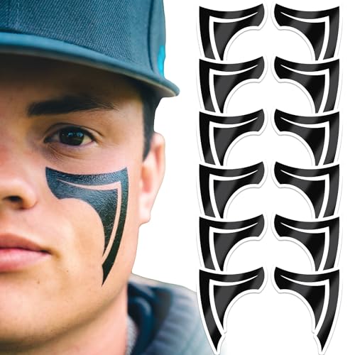 BLSTK Athletics Sports Eye Black Temporary Tattoos - Phantom Design, 6 Pack