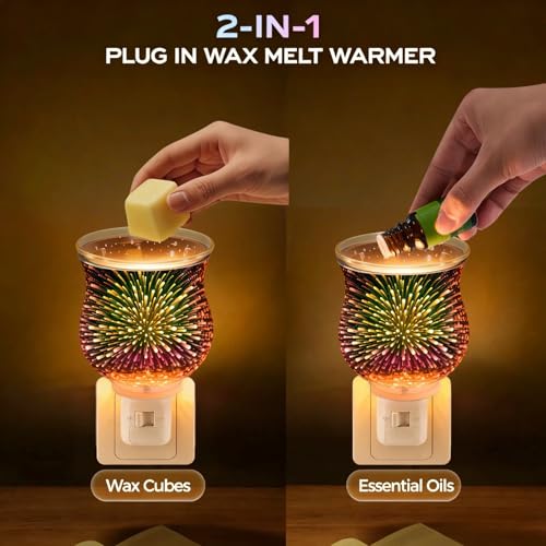 3D Glass Wax Melt Warmer with Night Light - JOYOLO Plug-In Aromatherapy