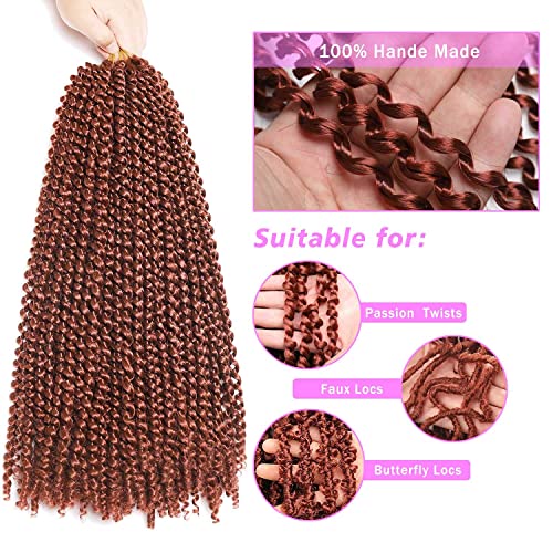 18 Inch Passion Twist Hair - 6 Packs Copper Red Water Wave Crochet Hair Extensions
