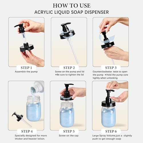 Amolliar 16oz Plastic Mason Jar Soap Dispenser Set - 2 Pack