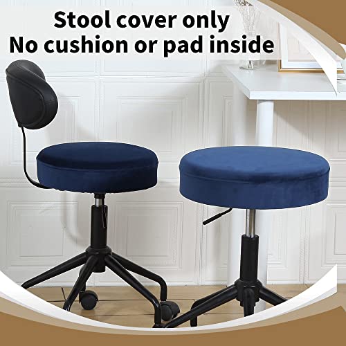 SINOSSO Velvet Bar Stool Cover - Washable Stretchy Dustproof (15.5-18" Diameter, Navy)