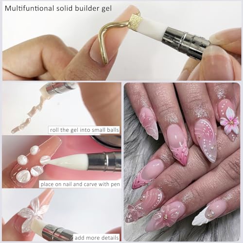 Fcozpjk Solid Builder Gel for Nails - Pearly White & Clear 15ml