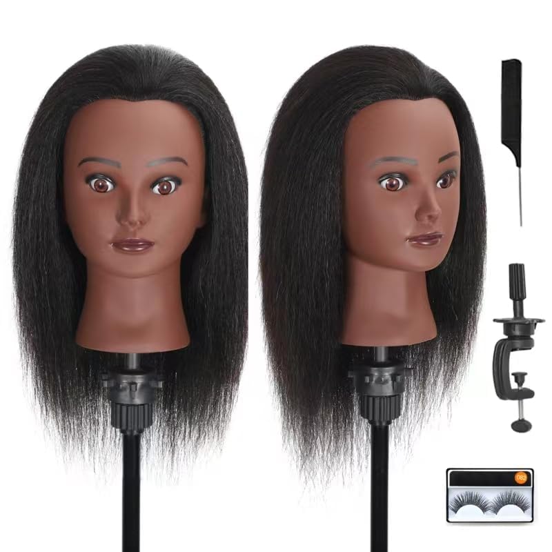Mannequin Head with Hair - 28" Cosmetology Manikin for Braiding & Styling | Includes Free Clamp