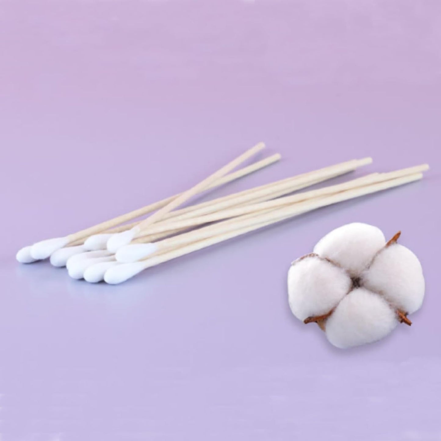 Cotton Swabs - 200 Pcs 6-Inch Extra Long Wooden Handle Ear Picks for Cleaning, Jewelry, Makeup & Pets