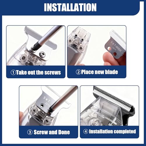 Audoc Silver Adjustable T Wide Blade Replacement for Wahl Detailer & Trimmers