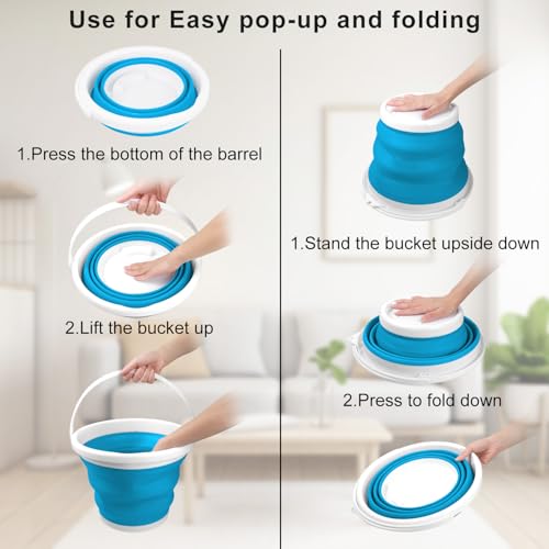 10L Collapsible Mop Bucket with Handle - Portable Cleaning Supplies