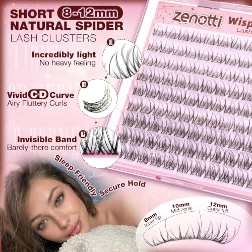 Zenotti Natural Short Wispy Lash Clusters 8-12mm for Natural Makeup